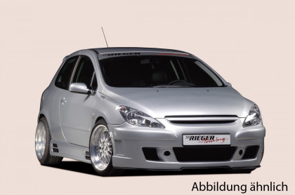 Rieger kompletní přední nárazník pro Peugeot 307 break, combi, convertible CC, sedan před faceliftem, plast ABS bez povrchové úpravy, s bočním žebrováním, s integrovanou maskou bez znaku