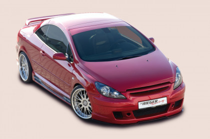 Rieger kompletní přední nárazník pro Peugeot 307 break, combi, convertible CC, sedan před faceliftem, plast ABS bez povrchové úpravy, s bočním žebrováním, s integrovanou maskou bez znaku