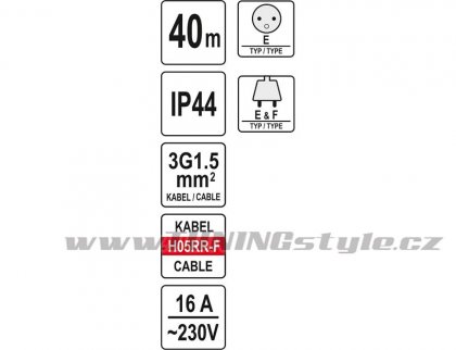 Prodlužovák bubnový 4zásuvky IP44 16A  40 m