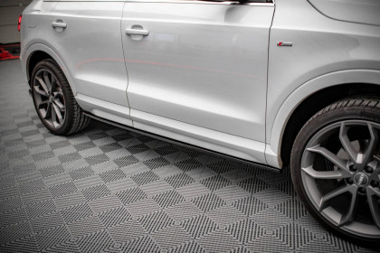 Prahové lišty Audi Q3 S-Line 8U Facelift černý lesklý plast