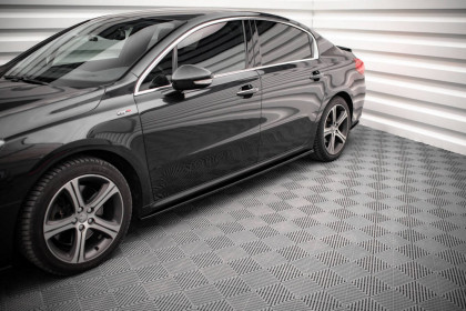 Prahové lišty Peugeot 508 GT Mk1 Facelift černý lesklý plast