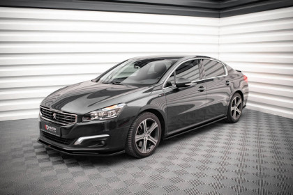 Prahové lišty Peugeot 508 GT Mk1 Facelift černý lesklý plast