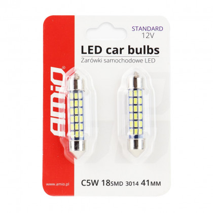 LED STANDARD 3014 18SMD Festoon C5W C10W C3W 41mm White 12V