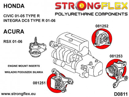 081251A: Wkładki przedniej poduszki silnika SPORT