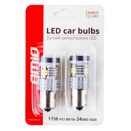 LED CANBUS 3020 24SMD 1156 BA15S P21W R10W R5W White 12V/24V