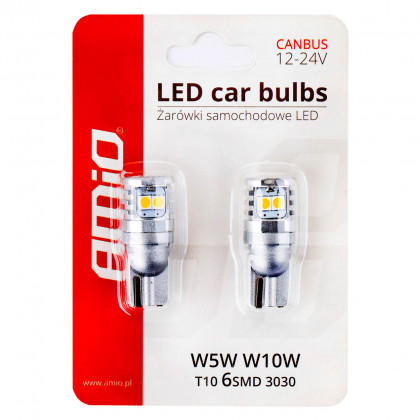 LED CANBUS 3030 6SMD T10 W5W W10W White White 12V/24V