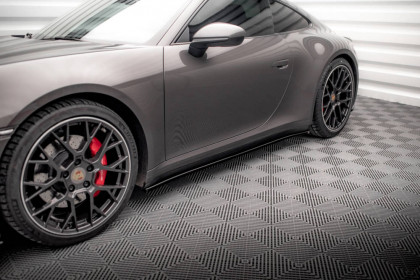 Prahové lišty Porsche 911 Carrera 4S 992 černý lesklý plast