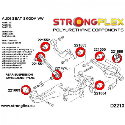 Silentblok zadního horního ramene - vnější SPORT 221553A VW EOS,Golf V/VI,Jetta,Tiguan, Touran,Passat B6/B7/CC, Scirocco