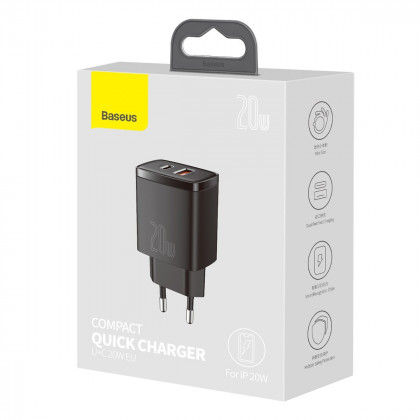 Nabíječka Baseus Compact Quick Charger, USB, USB-C, 20W