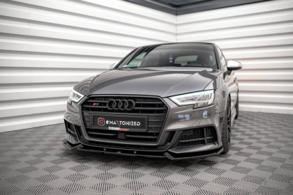 Spojler pod nárazník lipa V.1 Audi S3 Sportback 8V Facelift černý lesklý plast