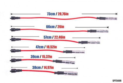 Przewody zapłonowe PowerTEC AUDI 80 100 A6 A8 VW PASSAT 2.4 2.6 2.8L 90-00 Czerwone