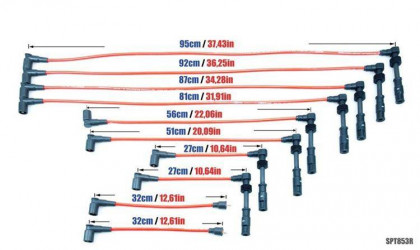 Przewody zapłonowe PowerTEC AUDI V8 100 S6 3.6 4.2L V8 91-97 Czerwone