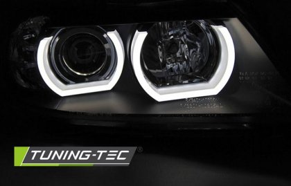 Přední světla 3D LED angel eyes BMW E90/E91 05-08 černá