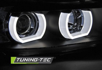 Přední světla 3D LED angel eyes BMW E90/E91 05-08 černá