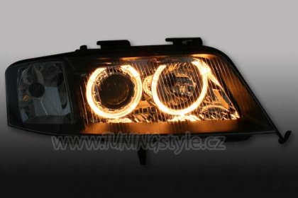 Přední světla angel eyes AUDI A6 01-04 černá