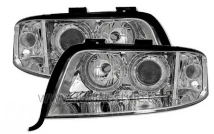 Přední světla angel eyes AUDI A6 01-04 D2S xenon chrom