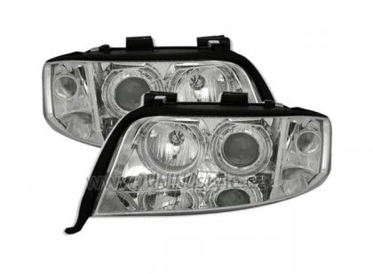 Přední světla angel eyes AUDI A6 01-04 chrom