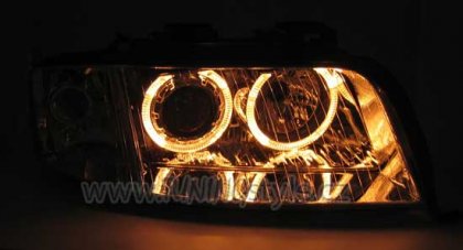 Přední světla angel eyes AUDI A6 01-04 chrom