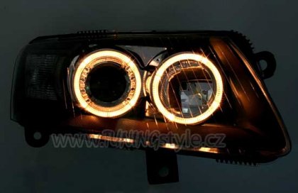 Přední světla angel eyes AUDI A6 04-08 černá