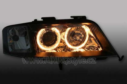 Přední světla angel eyes AUDI A6 97-99 D2S xenon černá