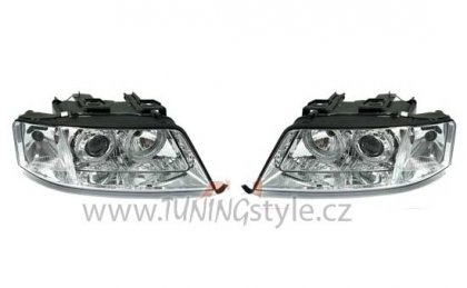 Přední světla angel eyes AUDI A6 97-99 D2S xenon chrom