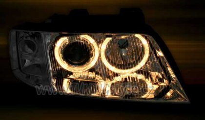 Přední světla angel eyes AUDI A6 99-01 D2S xenon chrom
