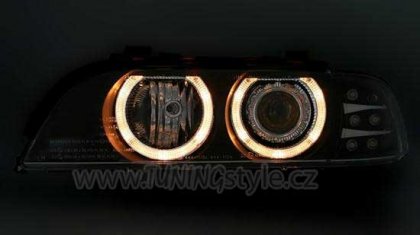 Přední světla Angel eyes BMW E39 95-00 černá LED blinkr