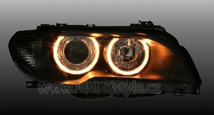 Přední světla angel eyes BMW E46 coupe cabrio černé 03-06