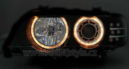 Přední světla Angel Eyes BMW X5 E53 D2S xenon černá