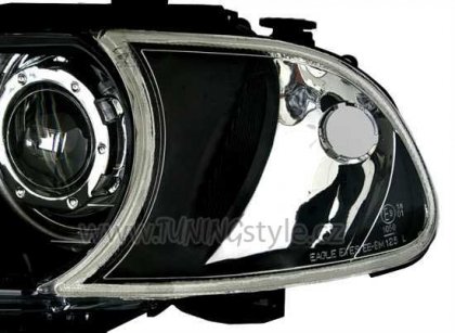 Přední světla angel eyes CCFL  s blinkrem BMW E46 Coupe/Cabrio 99-01 černé