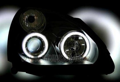 Přední světla angel eyes CCFL Renault Clio B 01-05 černé