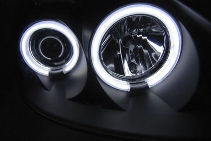 Přední světla angel eyes CCFL Renault Clio B 01-05 černé