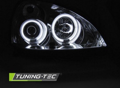 Přední světla angel eyes CCFL Renault Clio B 01-05 chromové