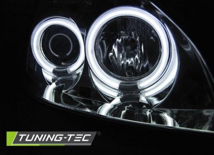 Přední světla angel eyes CCFL Renault Clio B 01-05 chromové