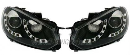 Přední světla angel eyes CCFL s LED denními světly RL VW Golf VI/6 černá