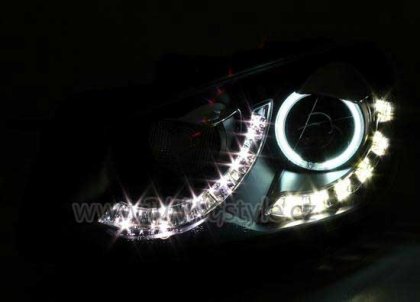 Přední světla angel eyes CCFL s LED denními světly RL VW Golf VI/6 černá