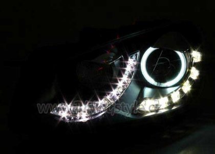 Přední světla angel eyes CCFL s LED DUAL DRL VW Golf VI/6 černá