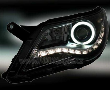 Přední světla Angel Eyes CCFL s LED VW Tiguan 07-11 černá