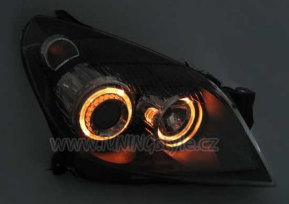 Přední světla Angel Eyes Opel Astra H 04-07 černá