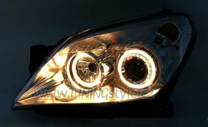 Přední světla Angel Eyes Opel Astra H 04-07 chrom