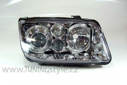 Přední světla angel eyes VW Bora chromová