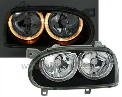 Přední světla angel eyes VW Golf 3 černé
