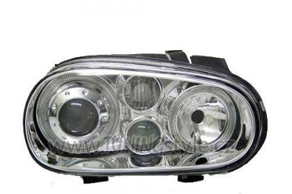 Přední světla angel eyes VW Golf 4 chromové