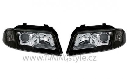 Přední světla čirá Audi A4 B5 99-01 černá