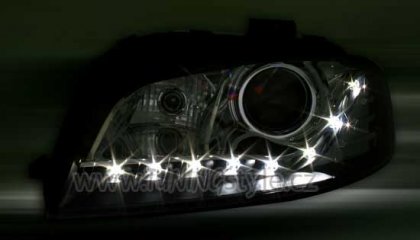 Přední světla Devil Eyes Audi A3 03-08 černé