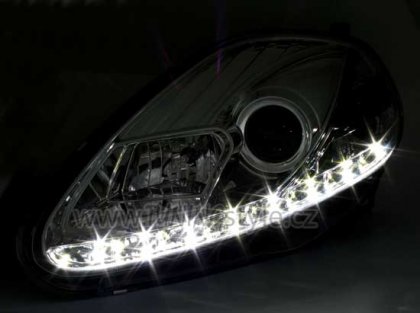 Přední světla Devil Eyes Fiat Grande Punto 08-09 chromové