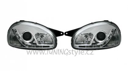 Přední světla Devil Eyes Opel Corsa B chromové