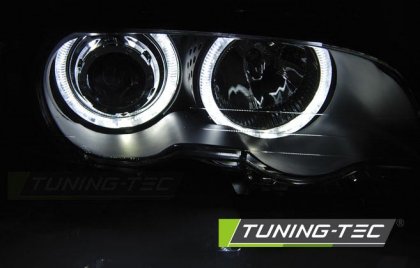 Přední světla LED Angel eyes BMW E46 coupe/cabrio 99-03 černá