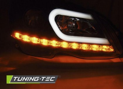 Přední světla LED blinkr TubeLights Mercedes-Benz C W204 11-14 černá