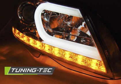 Přední světla LED blinkr TubeLights Mercedes-Benz C W204 11-14 chrom